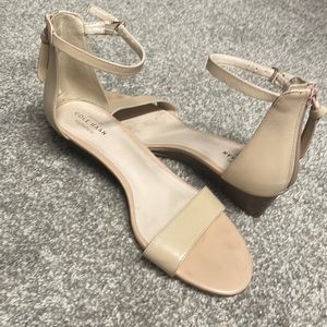 Cole Hahn Signature nude leather wedges